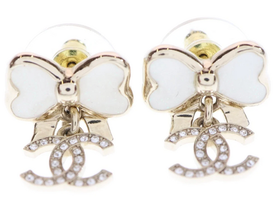 Chanel 25P CC Logo Ribbon Earrings