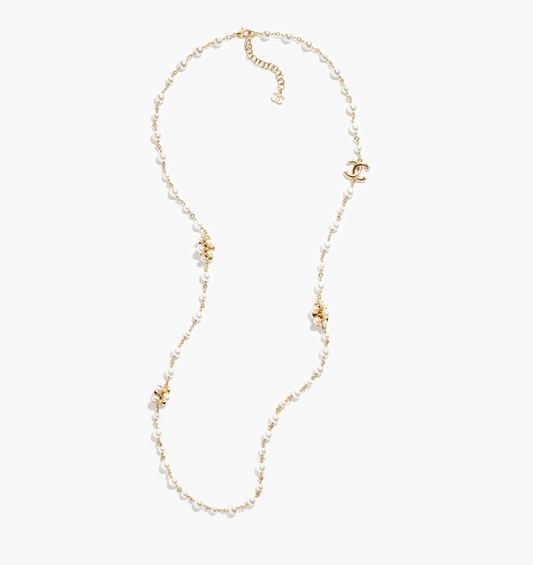 Chanel faux pearl sautoir necklace