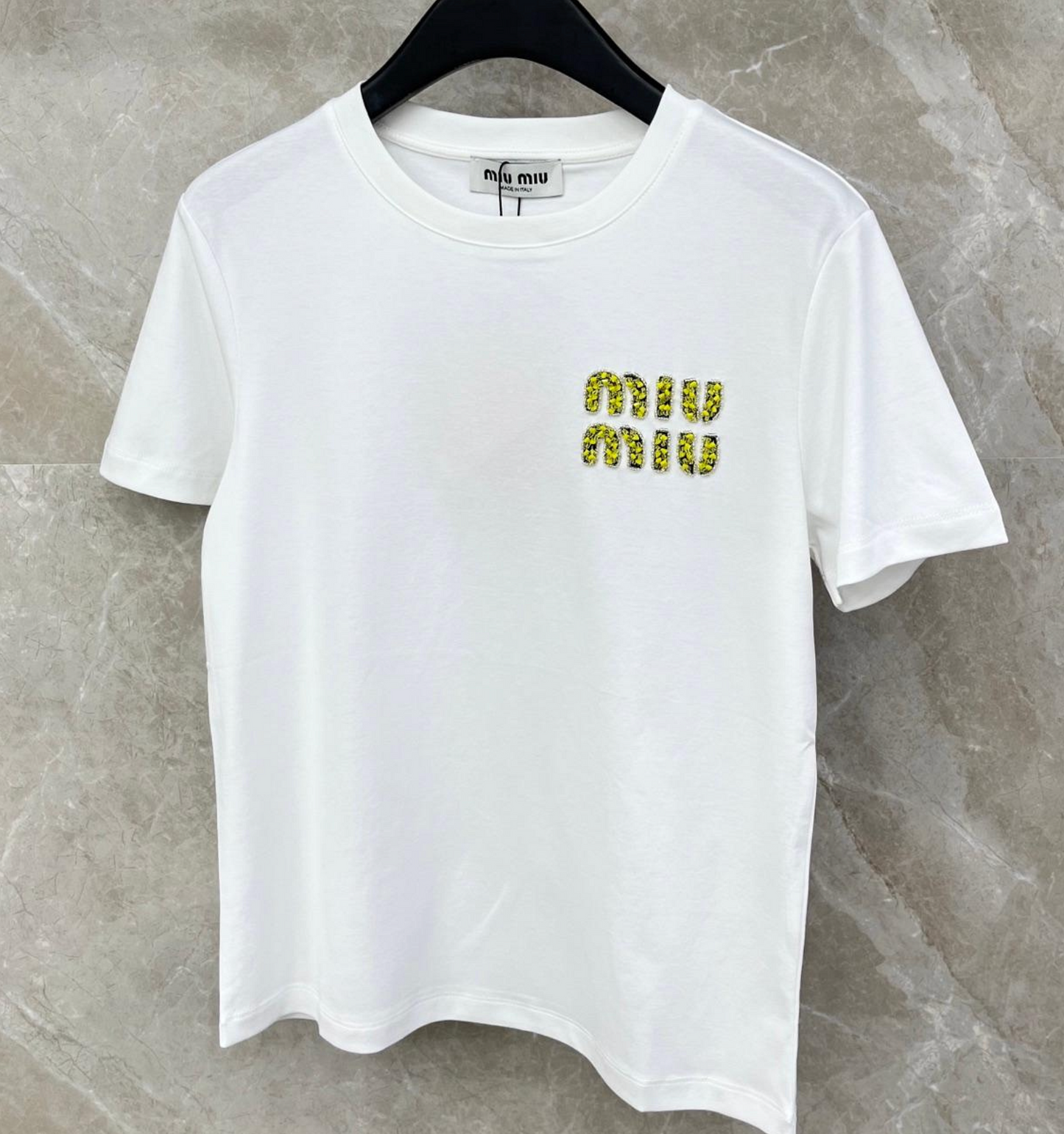 Miu Miu crystal-embellished cotton T-shirt