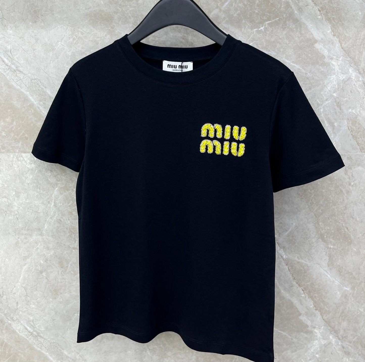 Miu Miu crystal-embellished cotton T-shirt