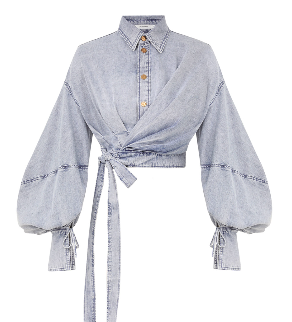 Rebellion Denim Wrap Top