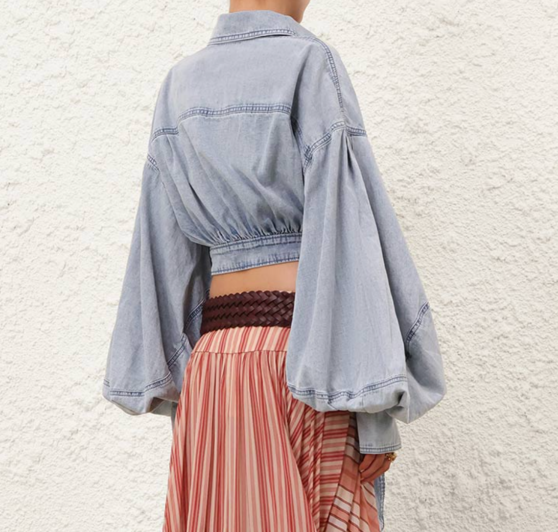 Rebellion Denim Wrap Top