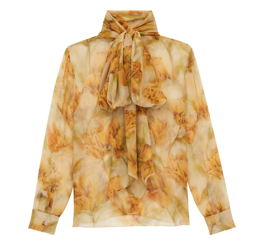 Saint Laurent Silk Floral Print Blouse