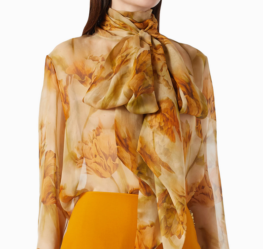 Saint Laurent Silk Floral Print Blouse