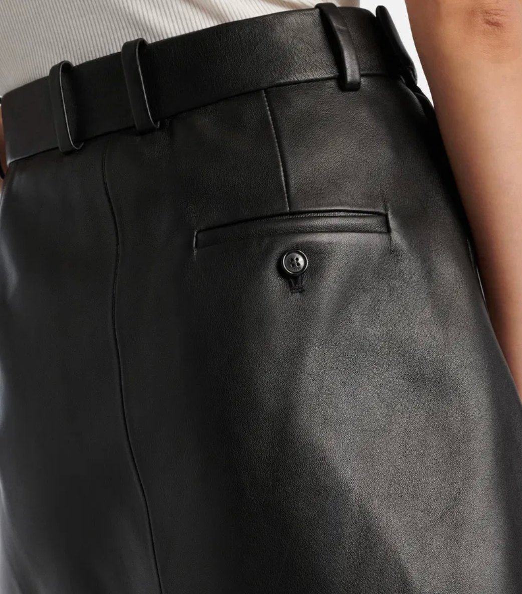 Draped Leather Miniskirt