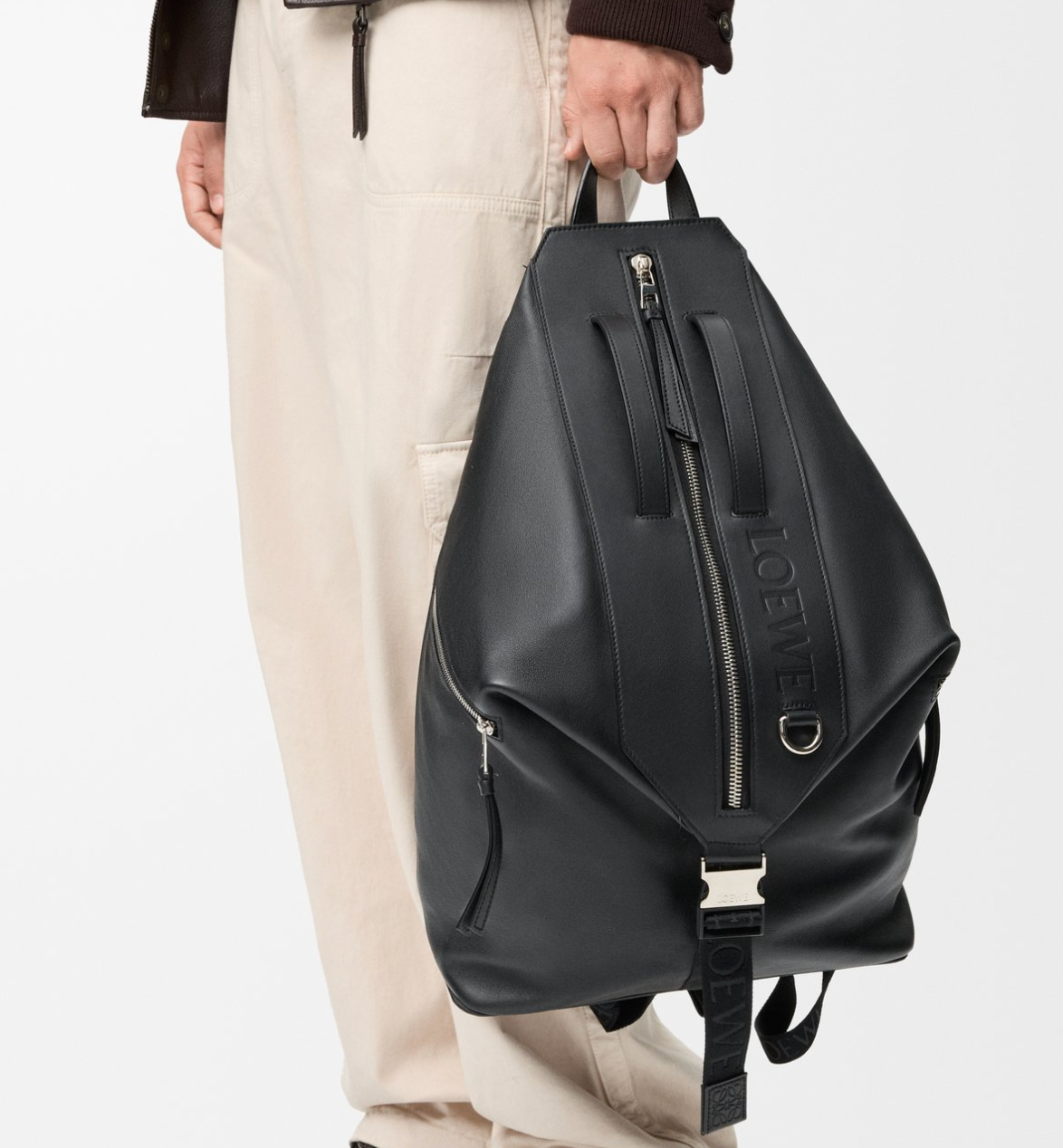 Loewe Convertible Logo-Debossed Leather Backpack