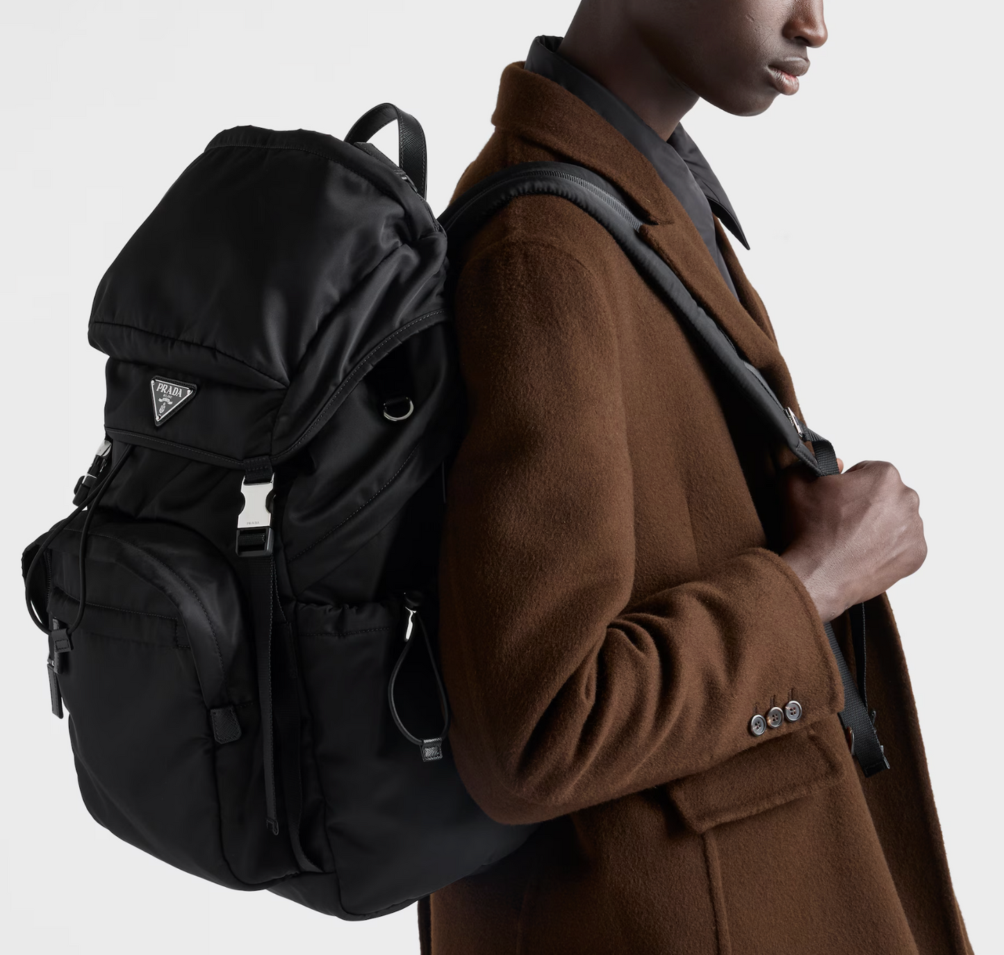 Re-Nylon and Saffiano leather backpack