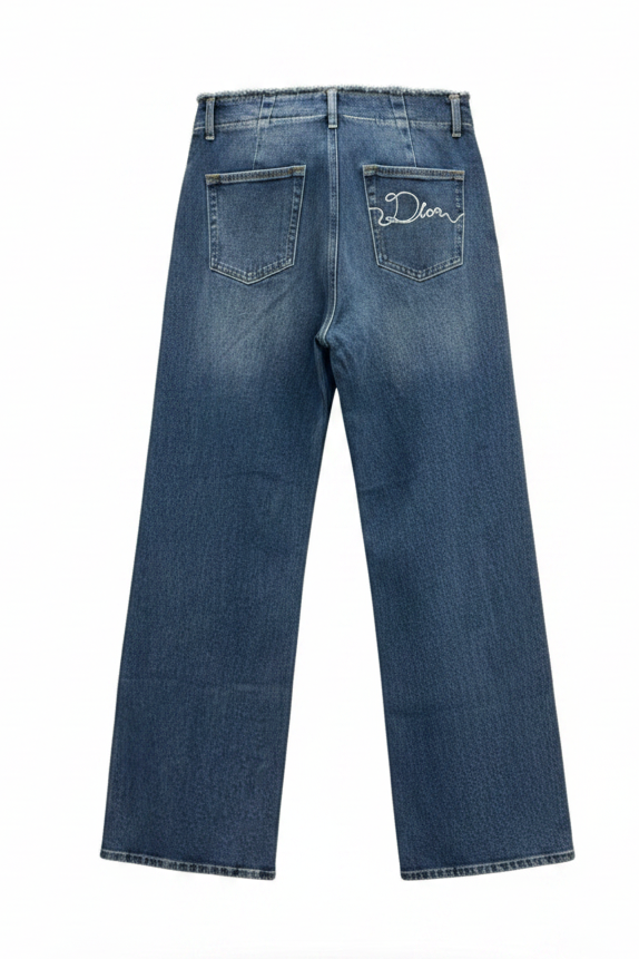Dior cursive embroidery jeans