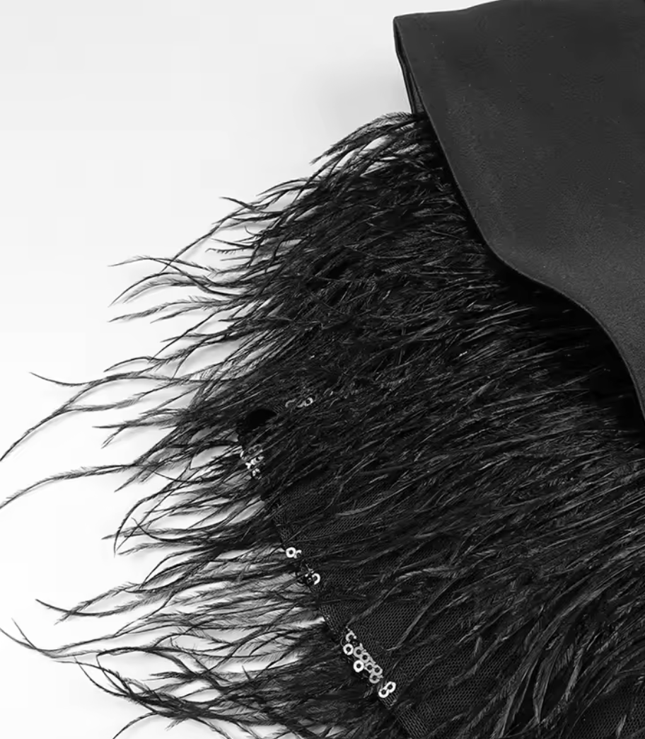 Novas Colter Strapless Sequin Feather Bodysuit