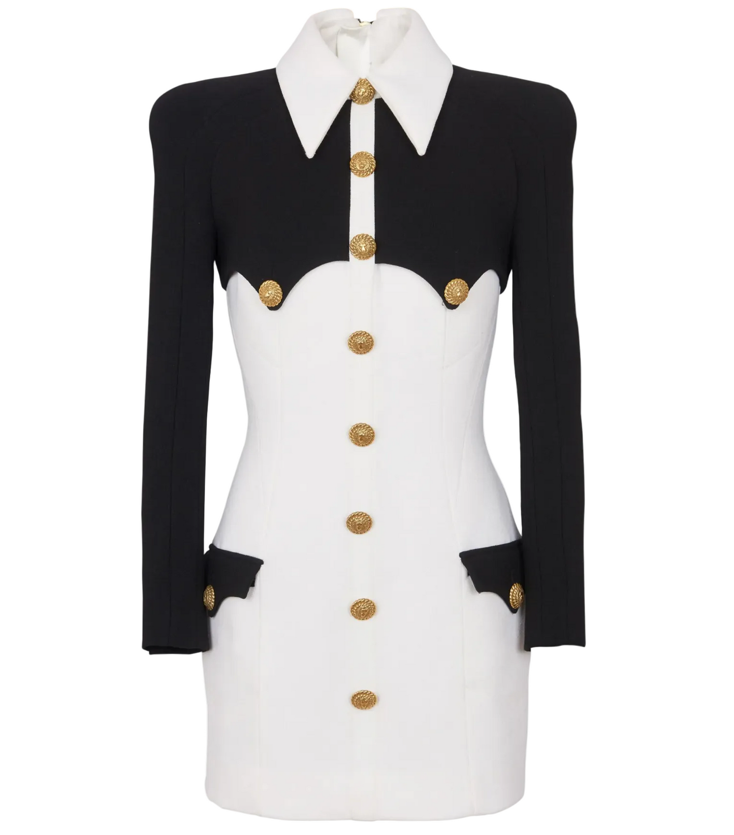 Black and white Balmain crepe minidress
