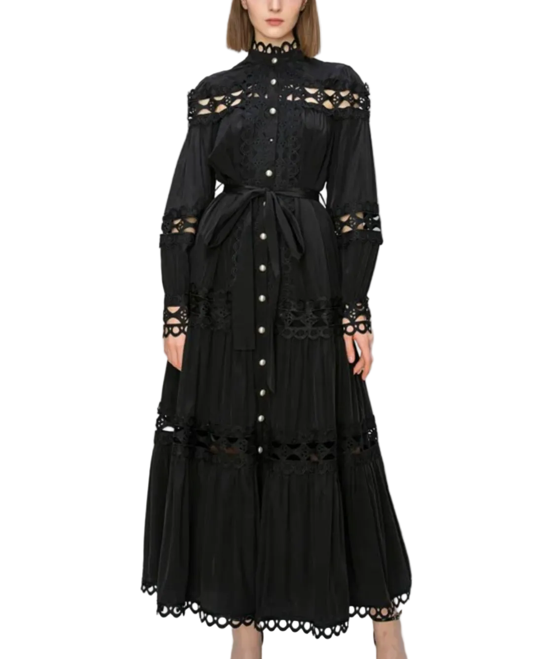 A tiered maxi dress