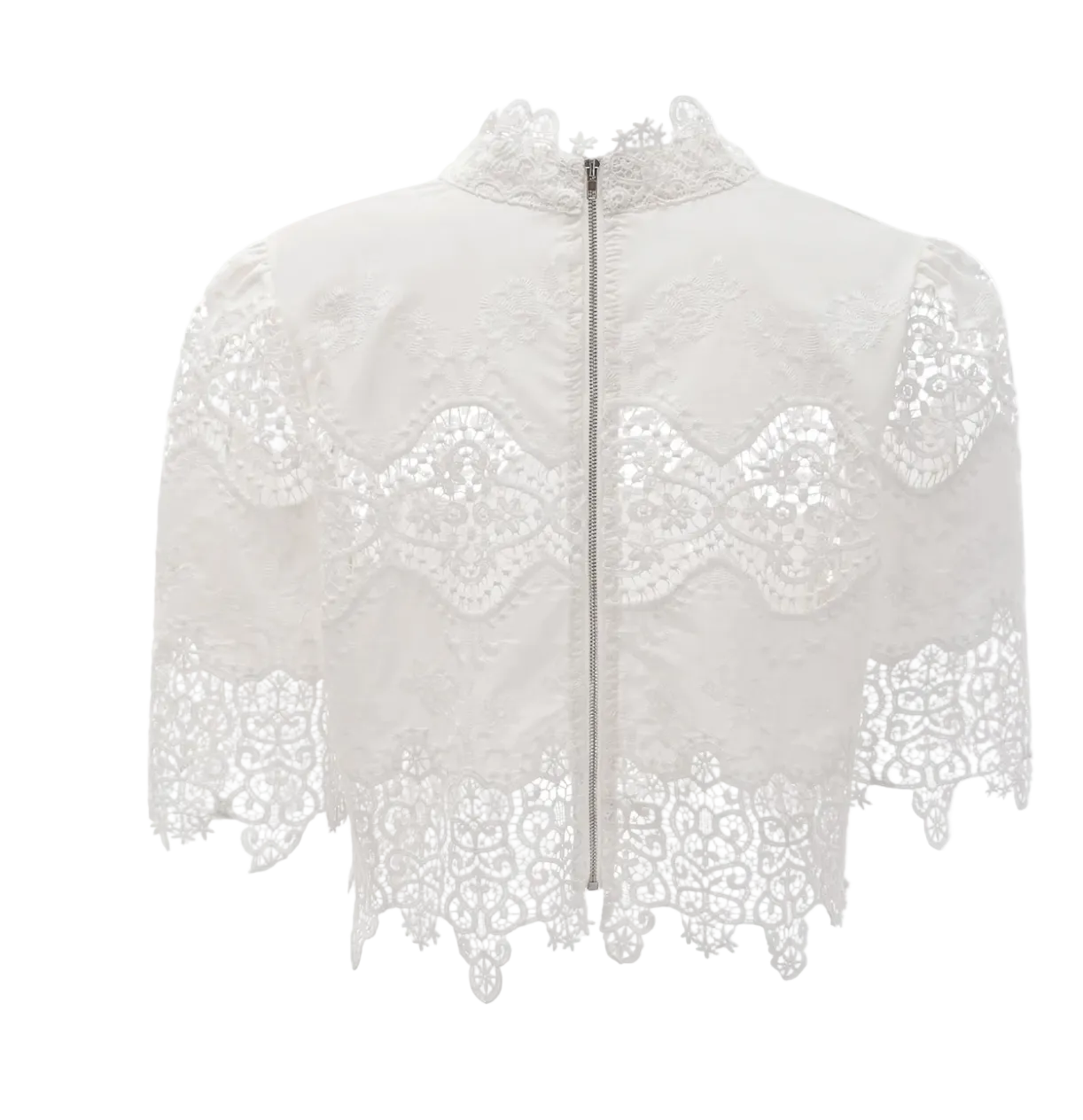 Lace-trim cropped top and pants set