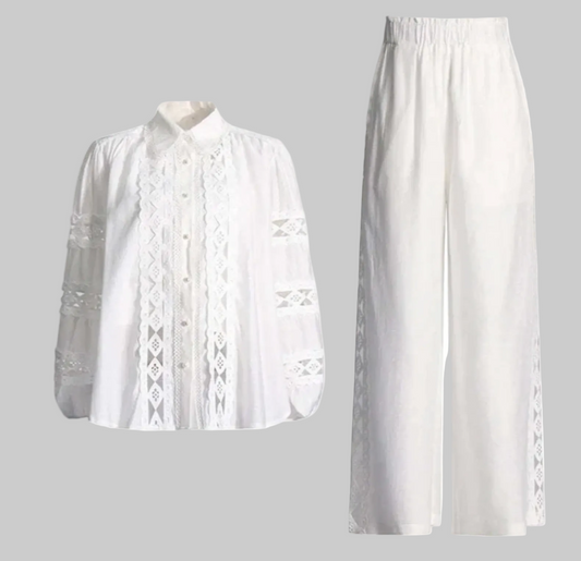 Zaghou Lace Hollow Two-Piece Set