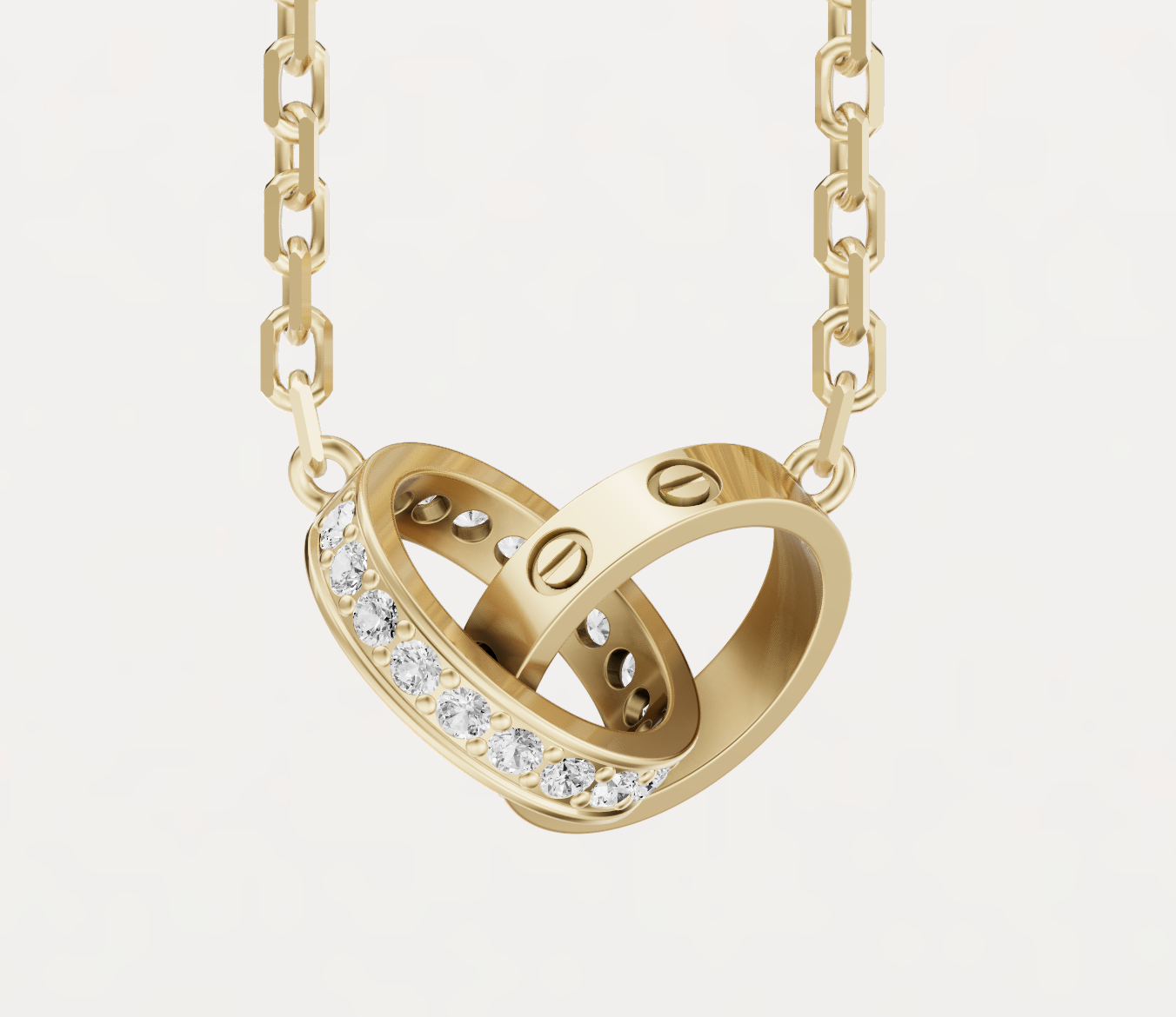 Cartier LOVE pendant, half-paved necklece