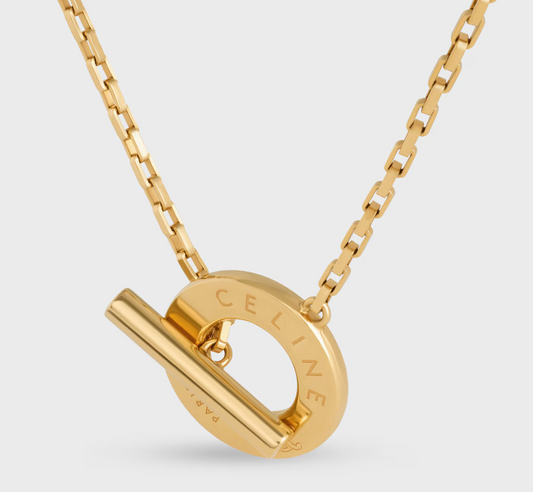 Celine Disc Necklace in Brass with Gold Finish