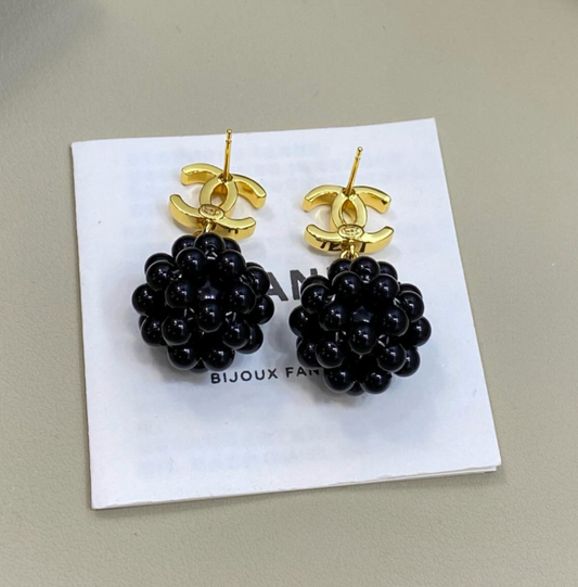 Chanel CC cluster drop earrings