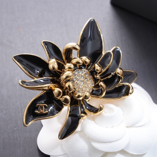 Chanel camellia flower cocktail ring