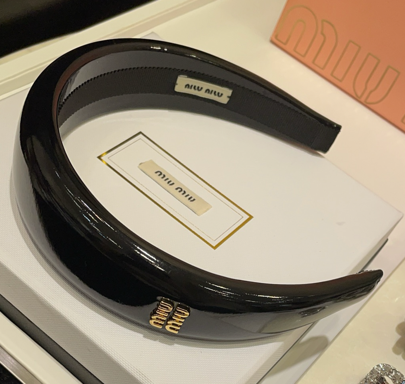 Miu Miu patent leather headband