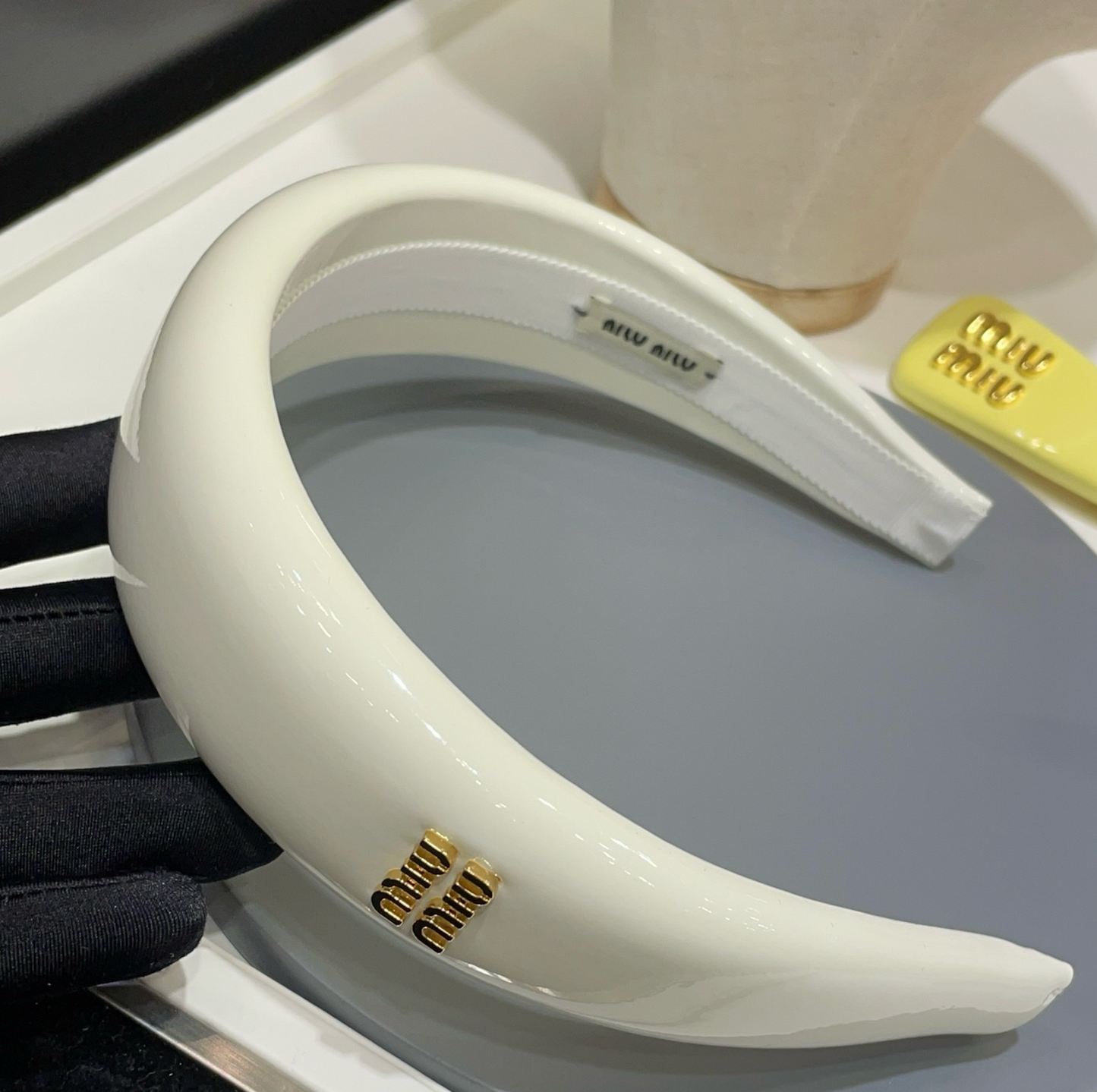 Miu Miu patent leather headband