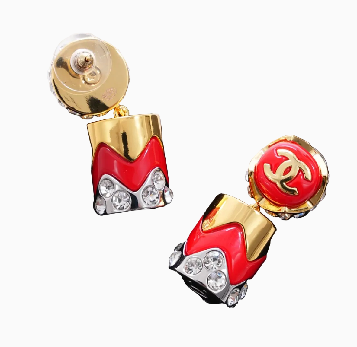 Chanel Pendant Lipstick/Rouge Drop Earrings