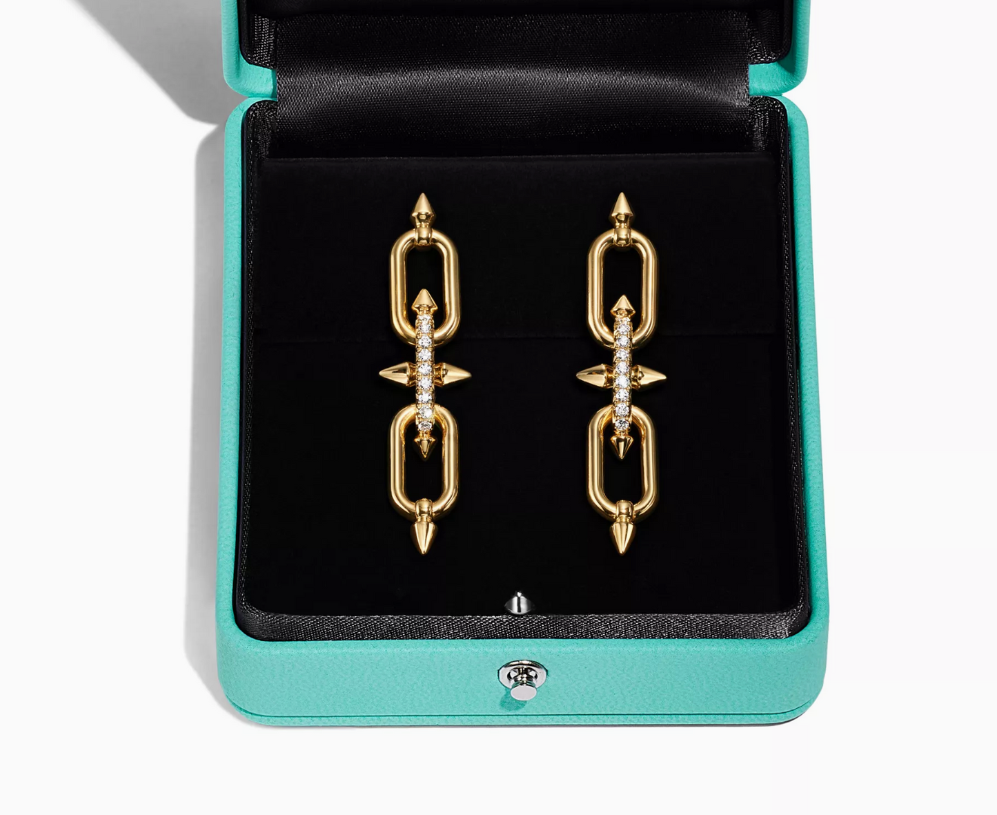 Tiffany-style Hardware link drop earrings