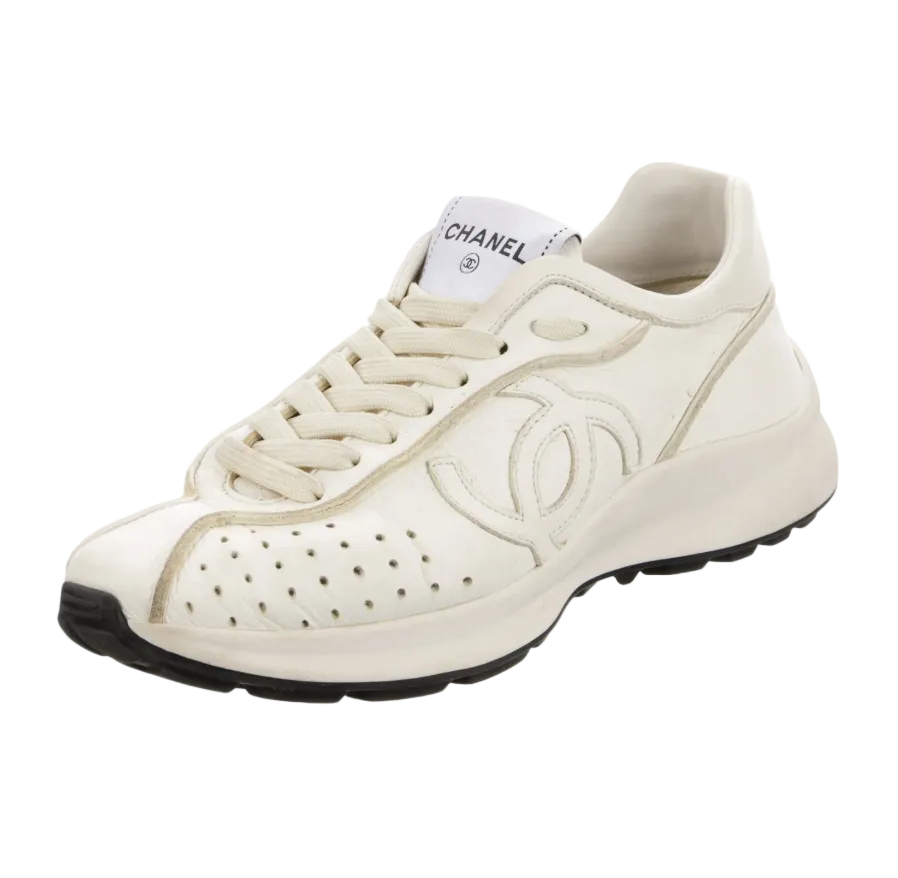 Chanel Interlocking CC Perforated Calfskin Sneakers