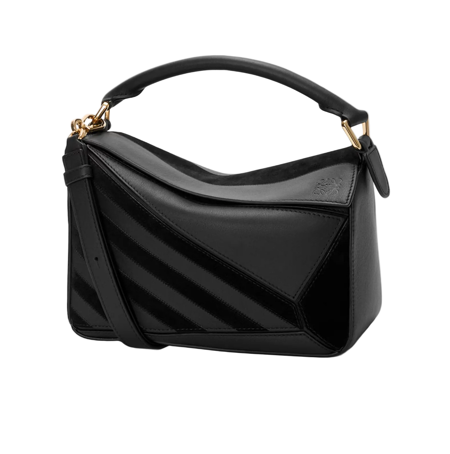 Puzzle Top-Handle Bag in Striped Leather