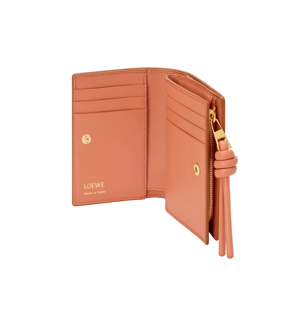 Knot compact wallet in shiny nappa calfskin
