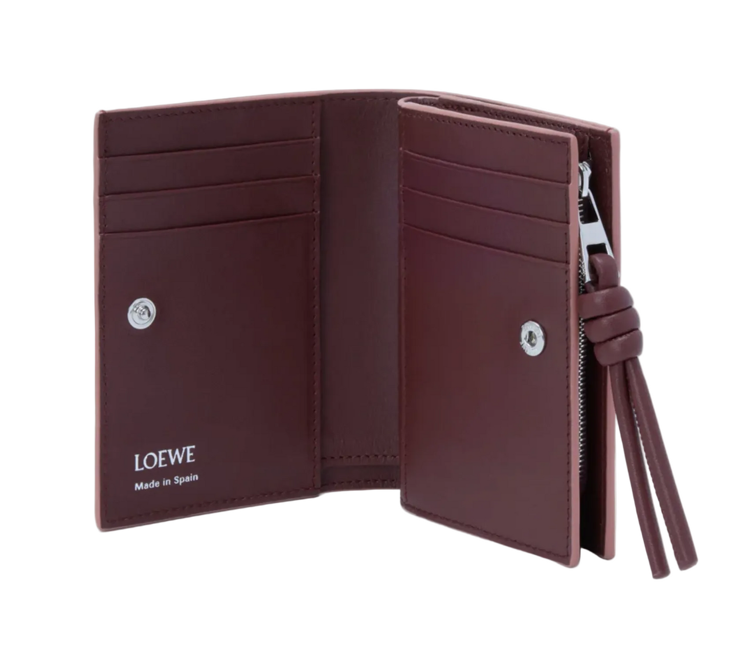 Knot compact wallet in shiny nappa calfskin