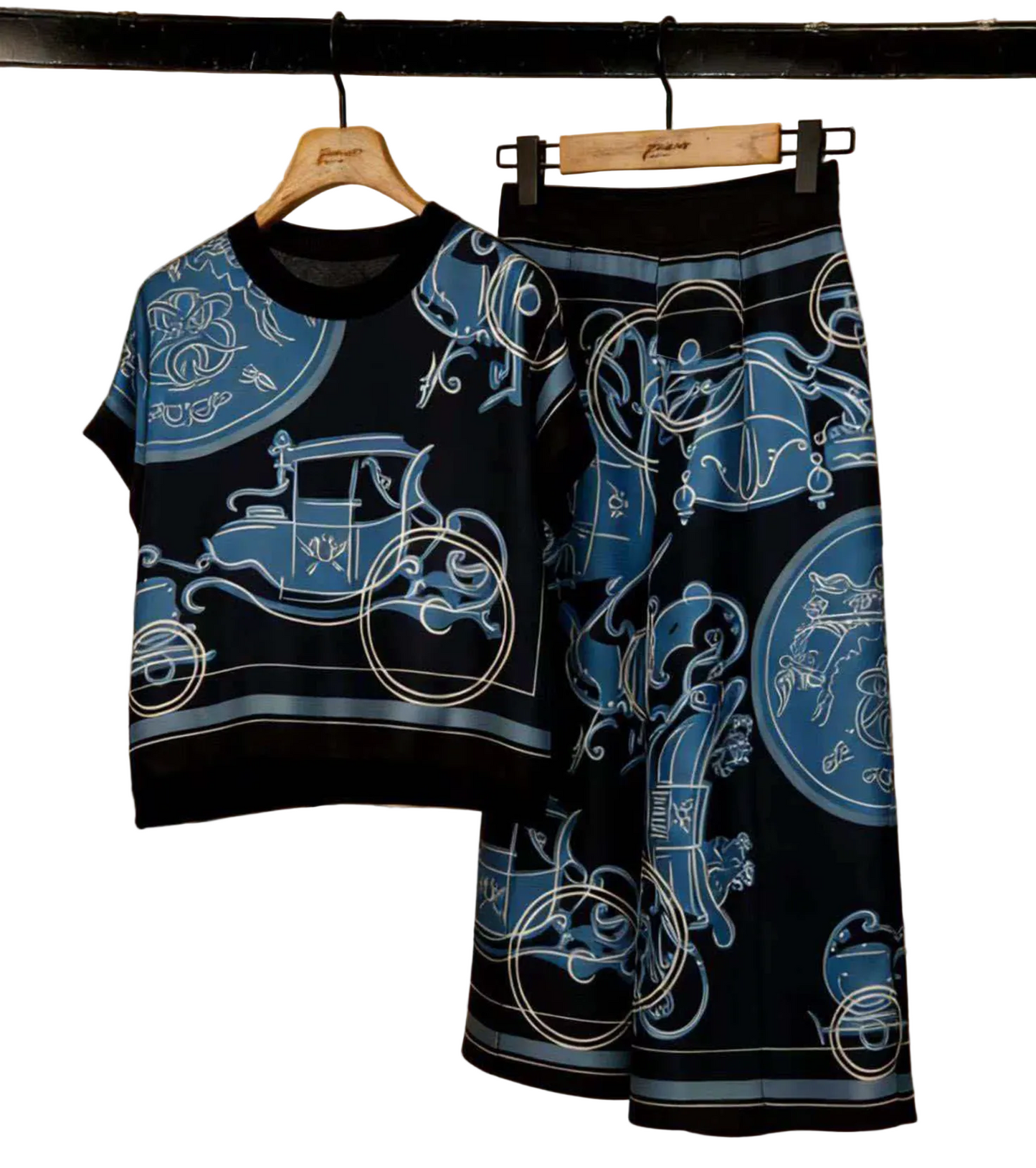 Hermès "Ex-Libris à Main Levée" Two-Piece Matching Set.