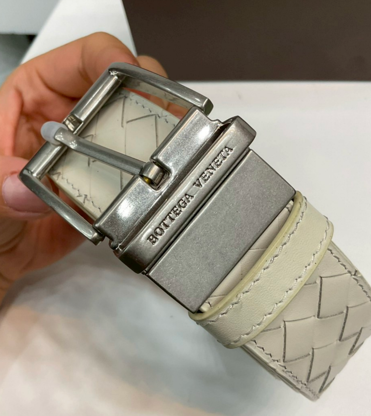 Bottega Reversible Intrecciato Leather Belt