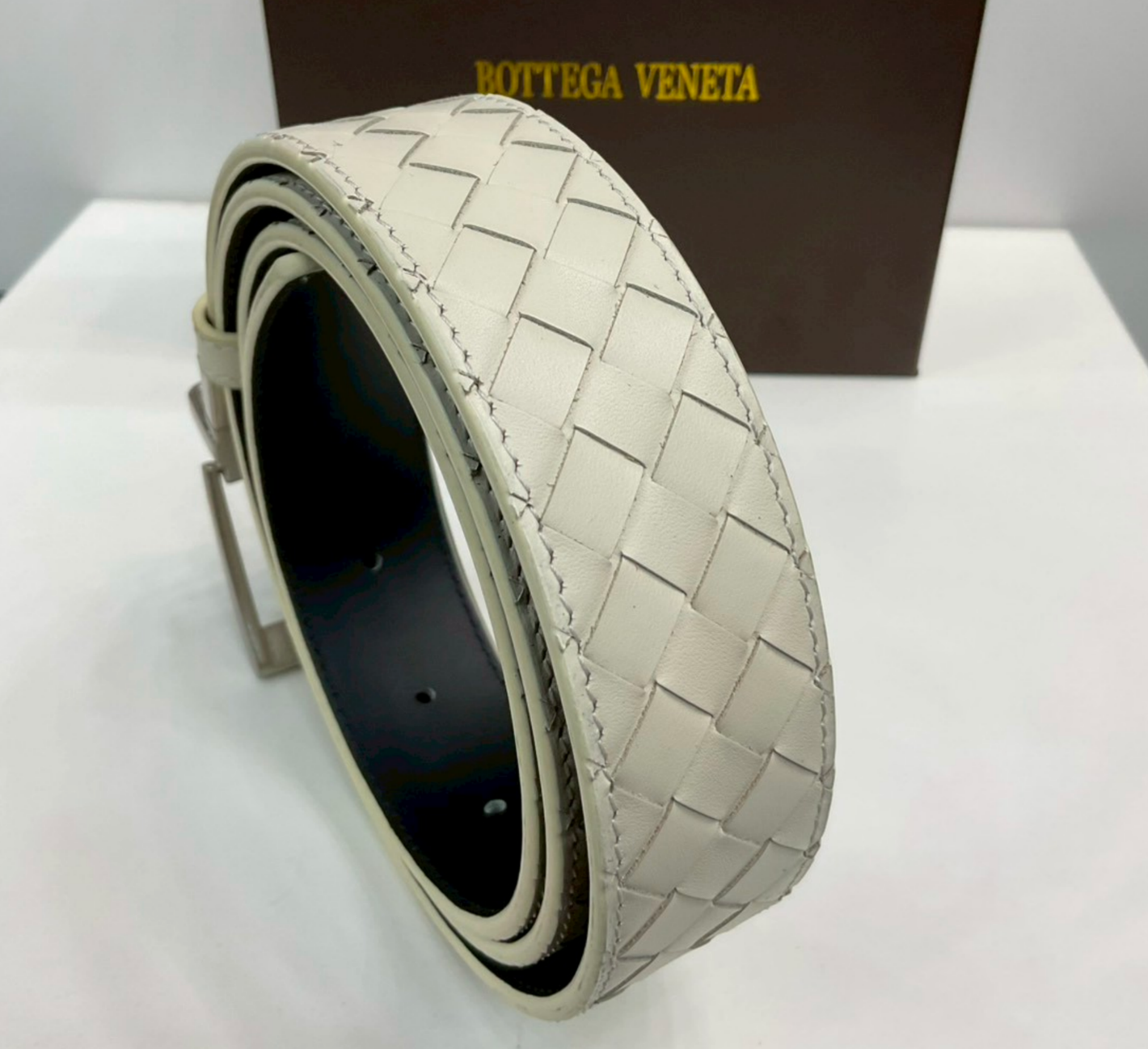 Bottega Reversible Intrecciato Leather Belt