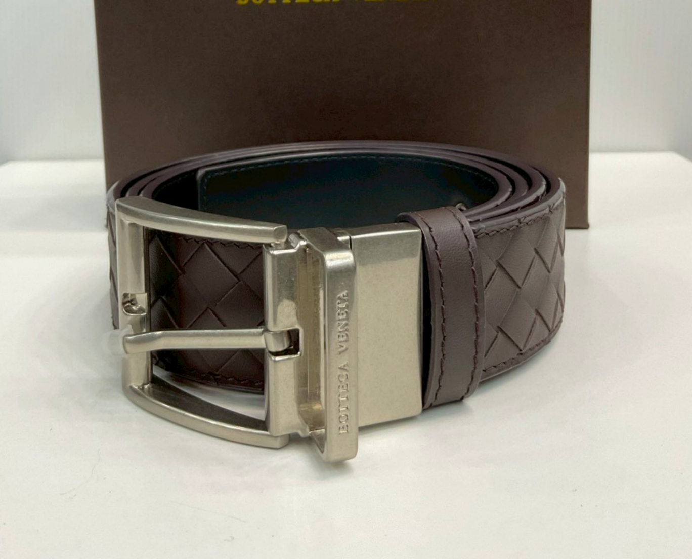 Bottega Reversible Intrecciato Leather Belt