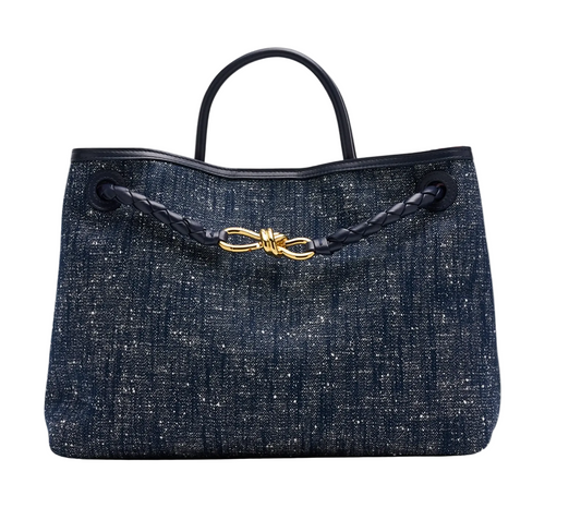 Andiamo Medium Bouclé Denim Tote Bag