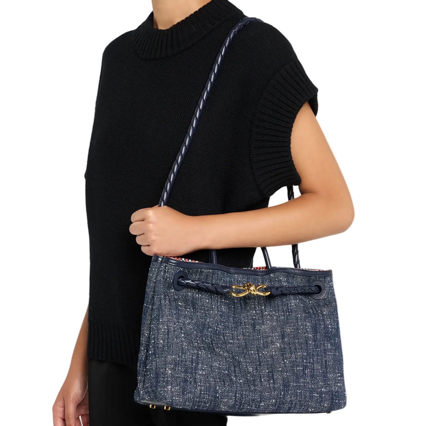 Andiamo Medium Bouclé Denim Tote Bag