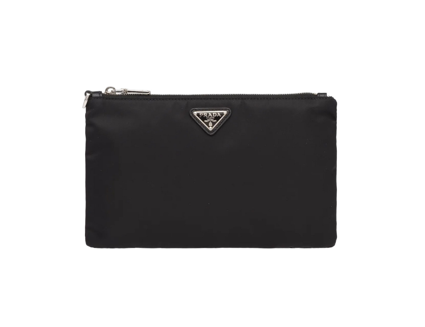 Re-Nylon and Saffiano leather pouch