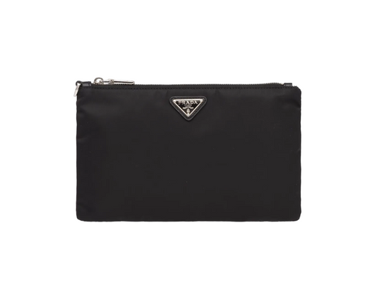 Re-Nylon and Saffiano leather pouch