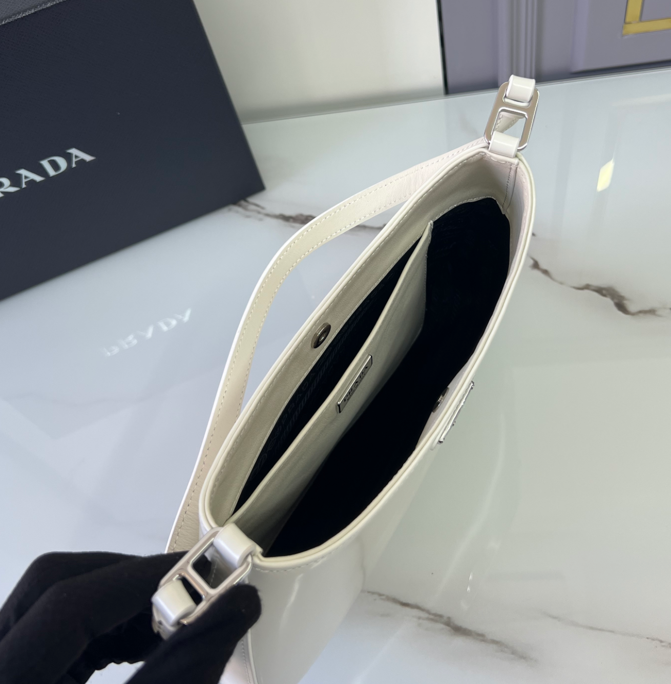 Prada Cleo Brushed Leather Shoulder Bag
