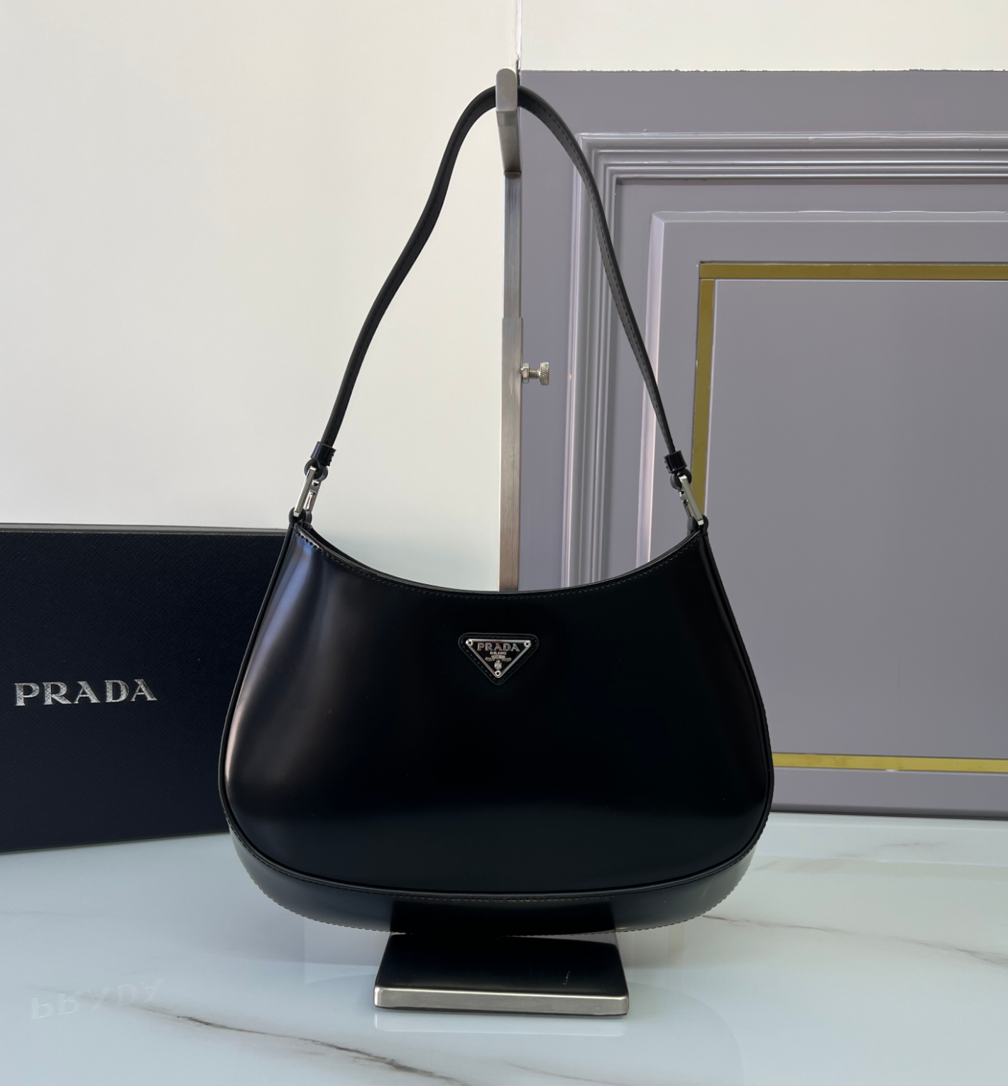 Prada Cleo Brushed Leather Shoulder Bag