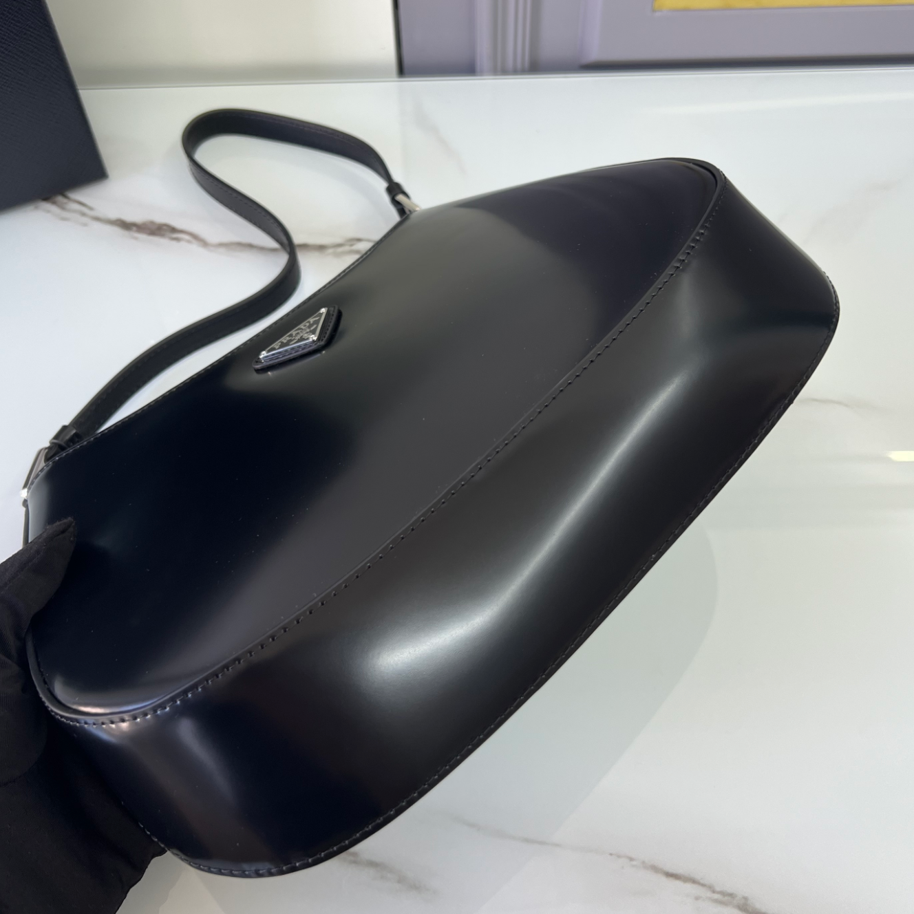 Prada Cleo Brushed Leather Shoulder Bag