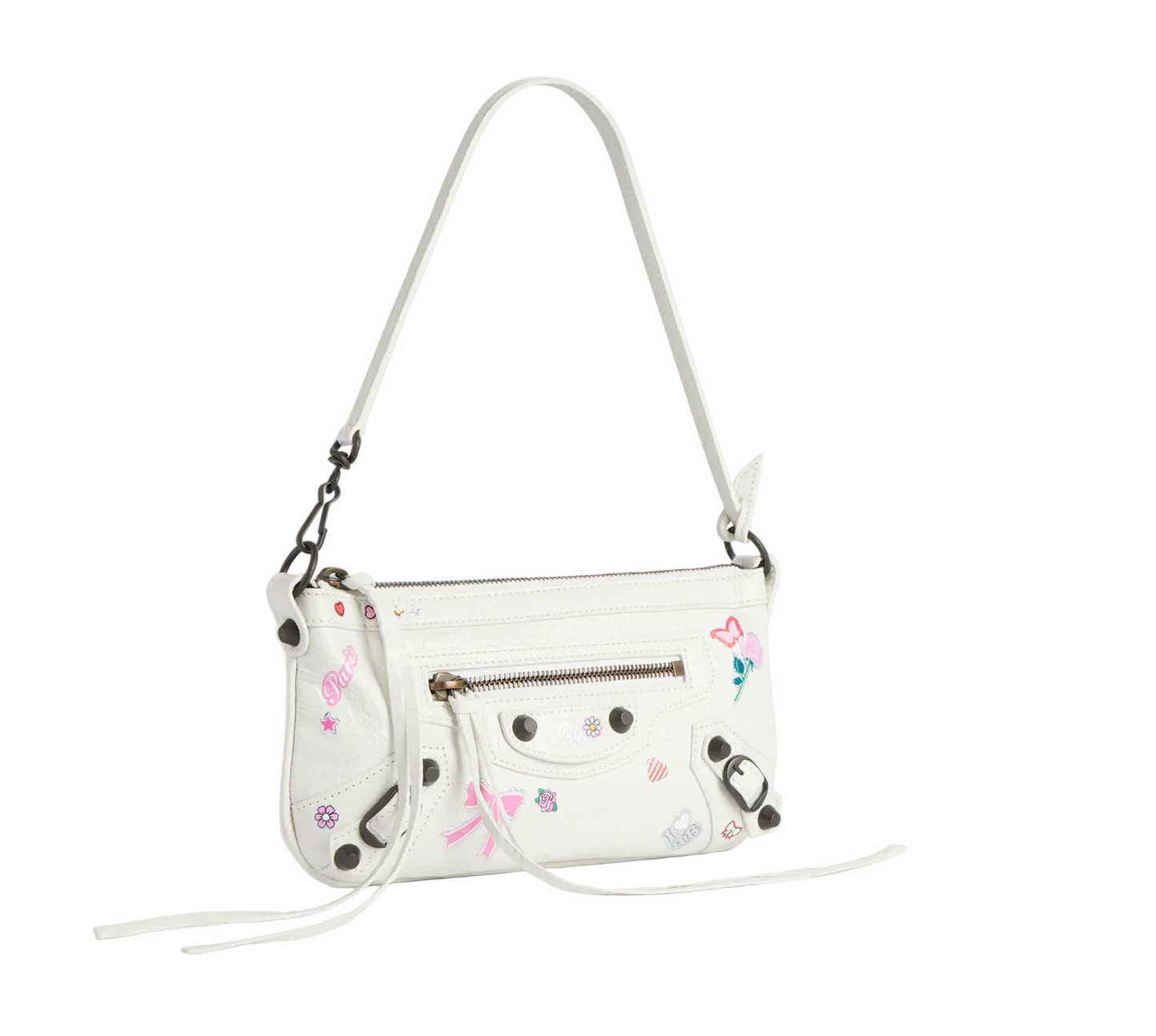 Le City Pouch On Strap in White/multicolor