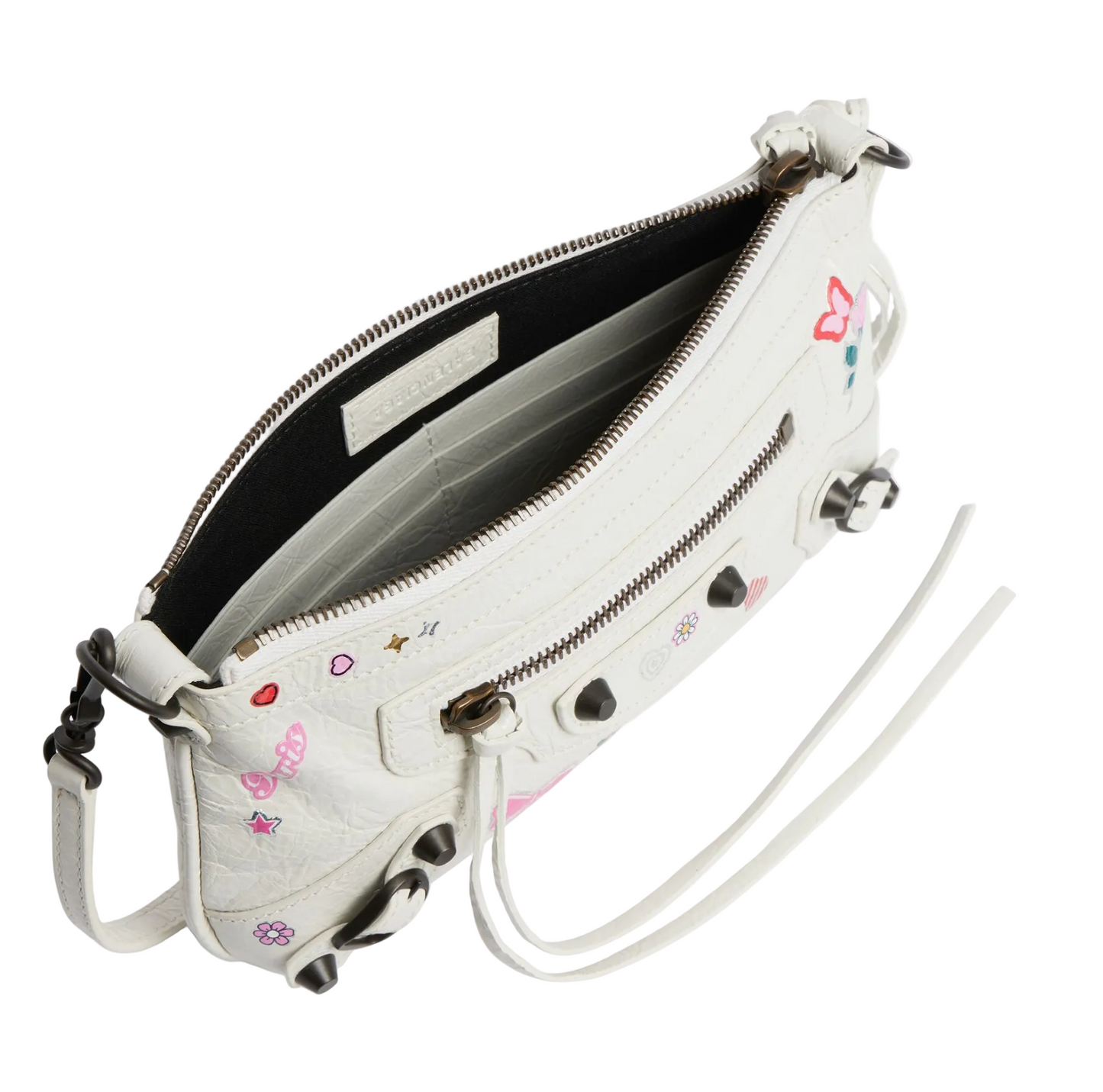 Le City Pouch On Strap in White/multicolor