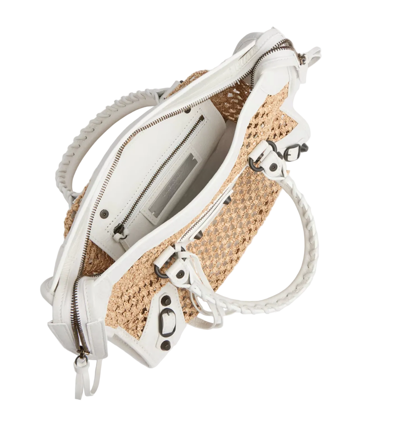Balenciaga Le City Small Raffia and Leather Bag