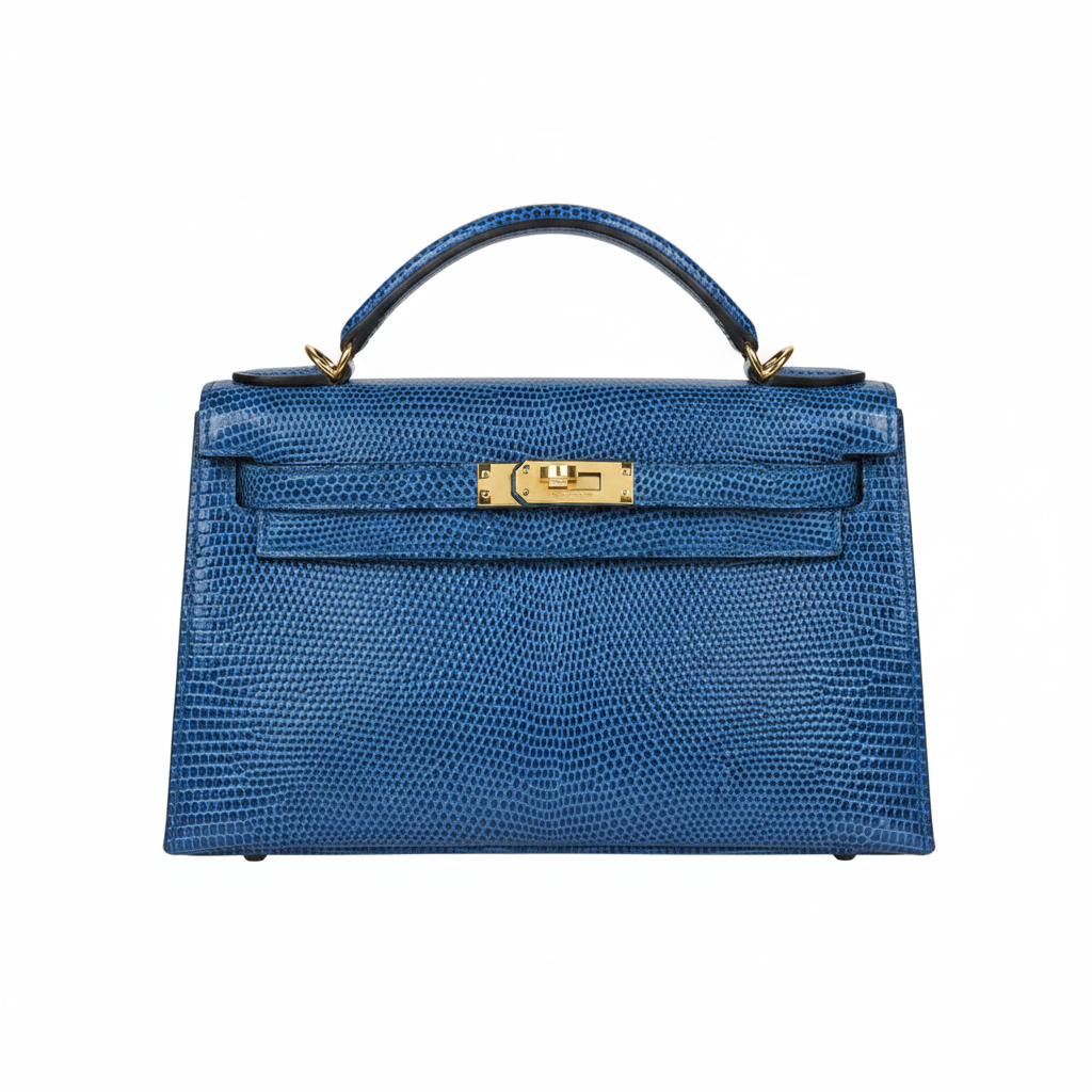 Hermès Kelly Pochette Bleu Saphir Lizard