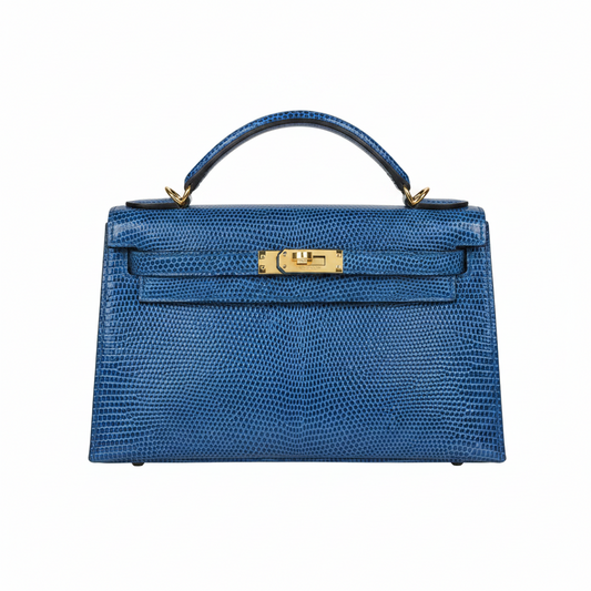 Hermès Kelly Pochette Bleu Saphir Lizard