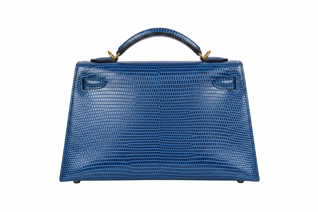 Hermès Kelly Pochette Bleu Saphir Lizard