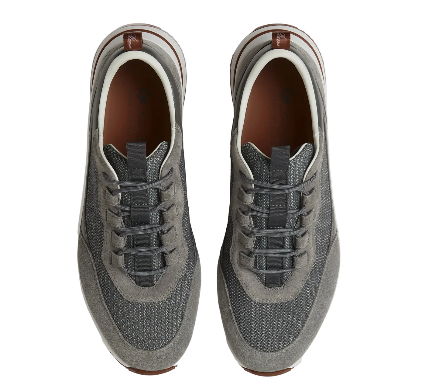 Loro Piana Week End Walk Light Urban Stone Suede Mesh Sneaker