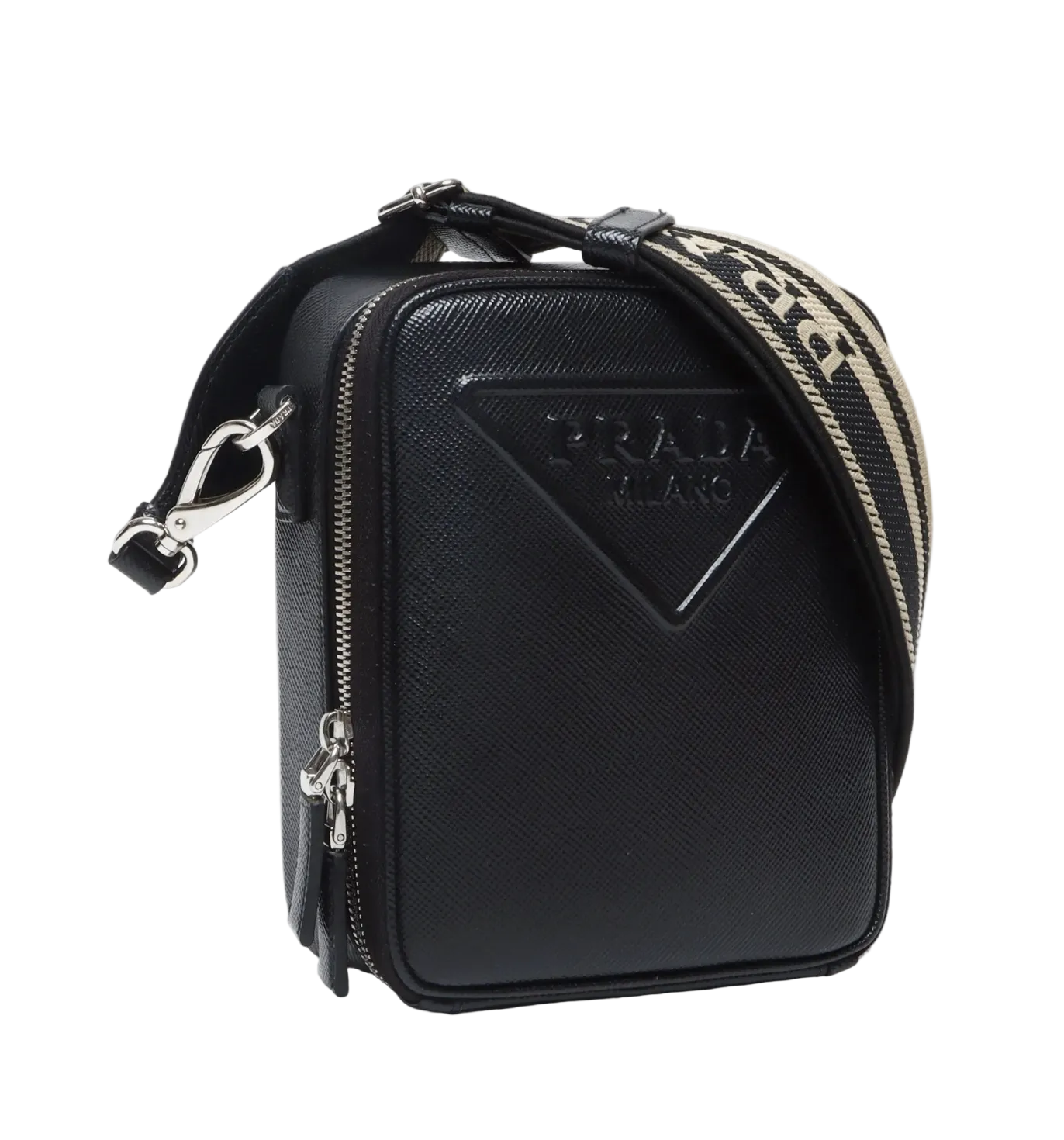 Prada Saffiano Leather Vertical Crossbody Shoulder Bag