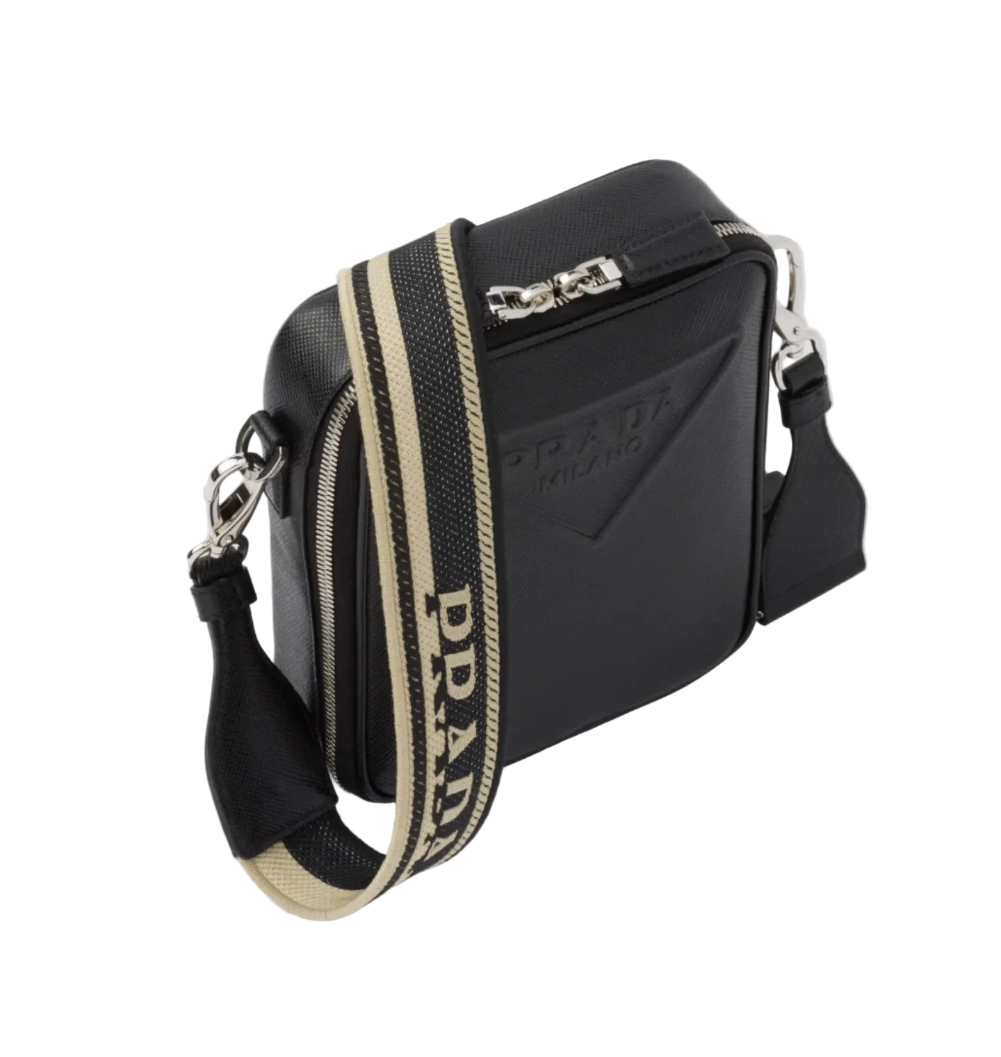Prada Saffiano Leather Vertical Crossbody Shoulder Bag