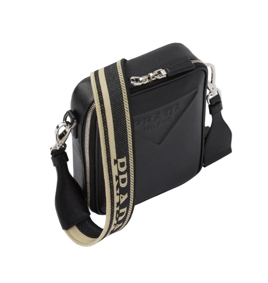 Prada Saffiano Leather Vertical Crossbody Shoulder Bag